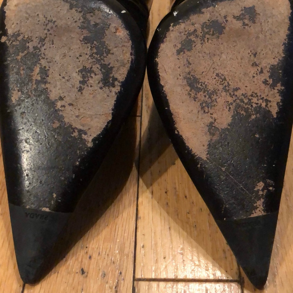 Prada Suede Pointed Toe Booties 39 Black Stiletto Heels - Picture 6 of 8